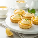 Mini lemon cheesecake tarts with lemon curd topping and zest