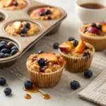 Baked oatmeal cups with peaches and blueberries