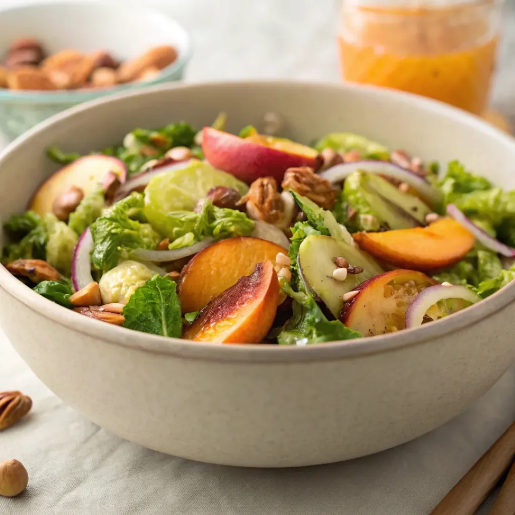 Peach Brussels Sprouts Crunch Salad – Sweet, Savory & Crispy Fresh Salad