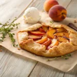 Rustic peach galette with flaky crust and juicy peaches