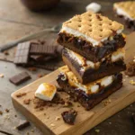 Fudgy brownies topped with toasted marshmallows and graham crackers