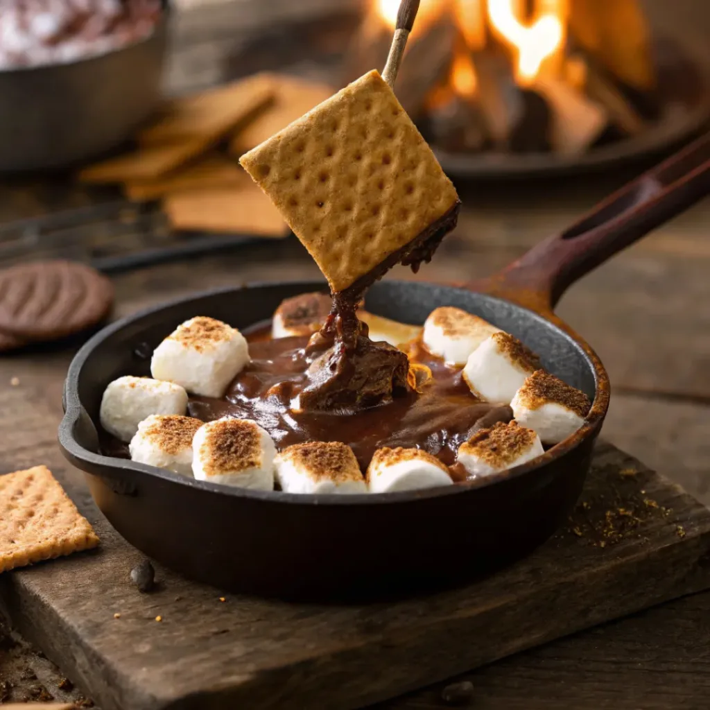 S’mores dip served with graham crackers for dipping