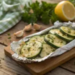 Foil packet zucchini with parmesan cheese and herbs