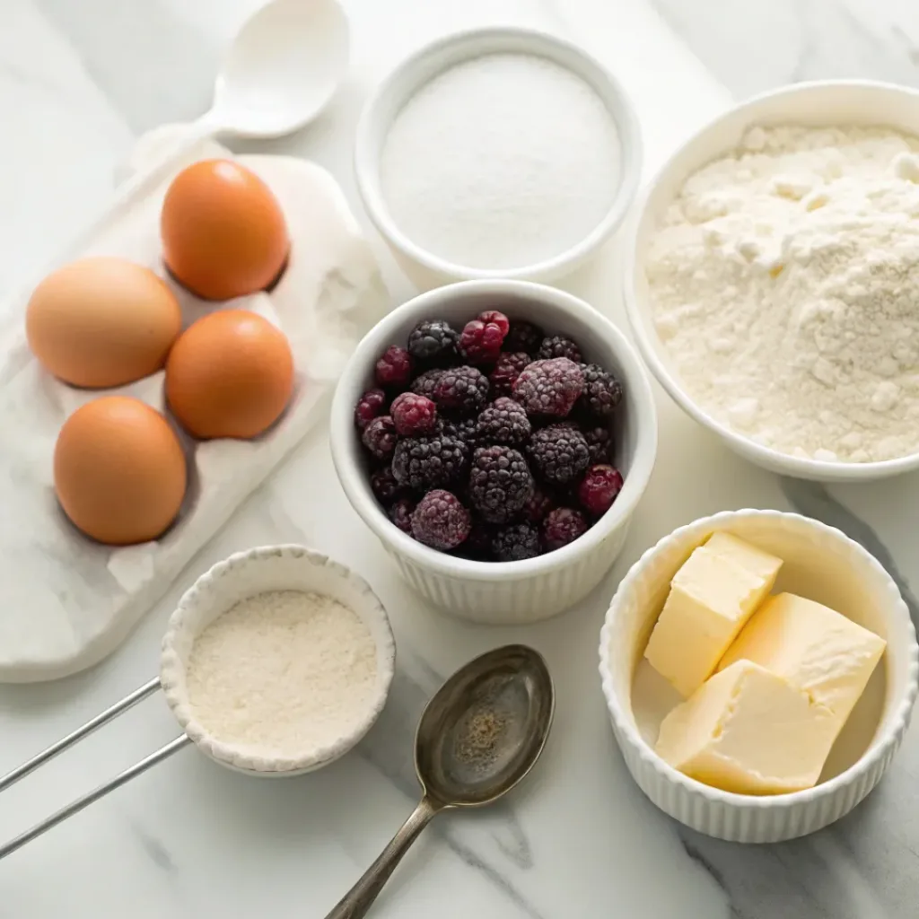 ingredients for black raspberry muffins from scratch