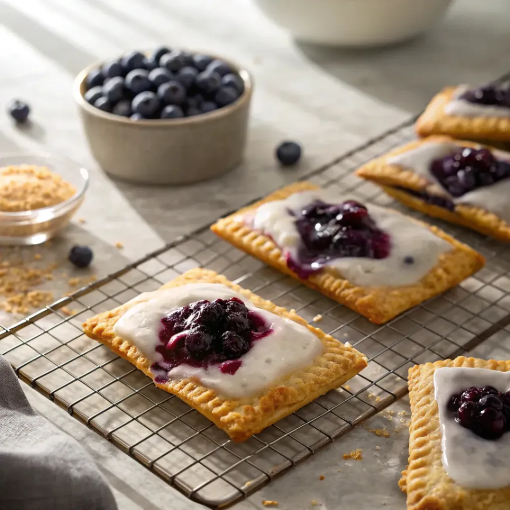 Home 7 Homemade blueberry pop tarts with vanilla glaze and blueberry filling