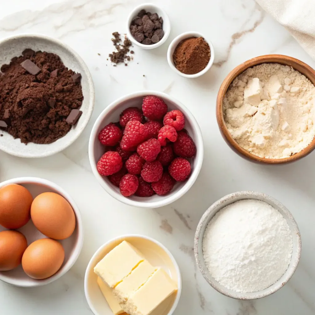 ingredients for chocolate raspberry cake recipe