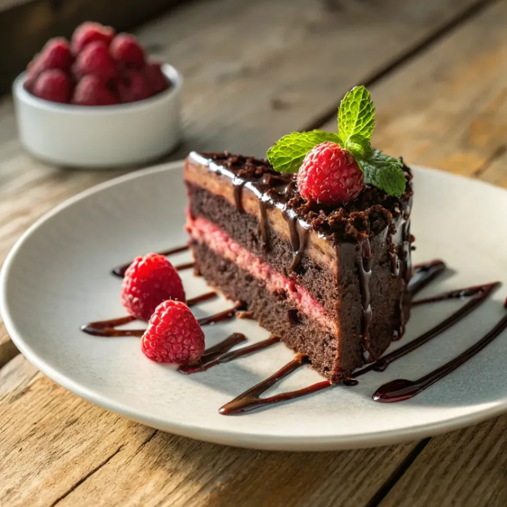 chocolate raspberry cake serving ideas