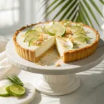 Coconut lime tart with glossy lime curd and toasted coconut topping