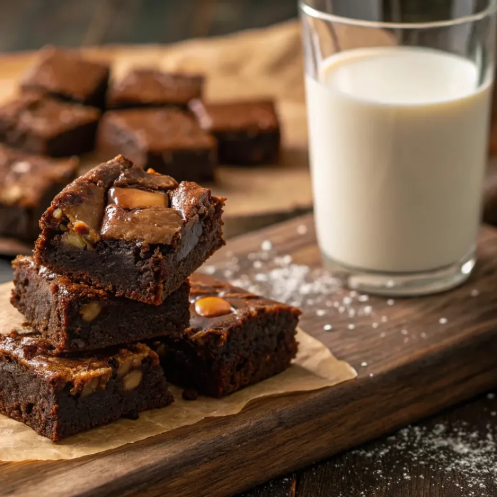 Fudgy Rolo Brownies – Gooey, Caramel-Filled & Ultra Rich 8 Gooey fudgy brownies with melted caramel Rolo centers