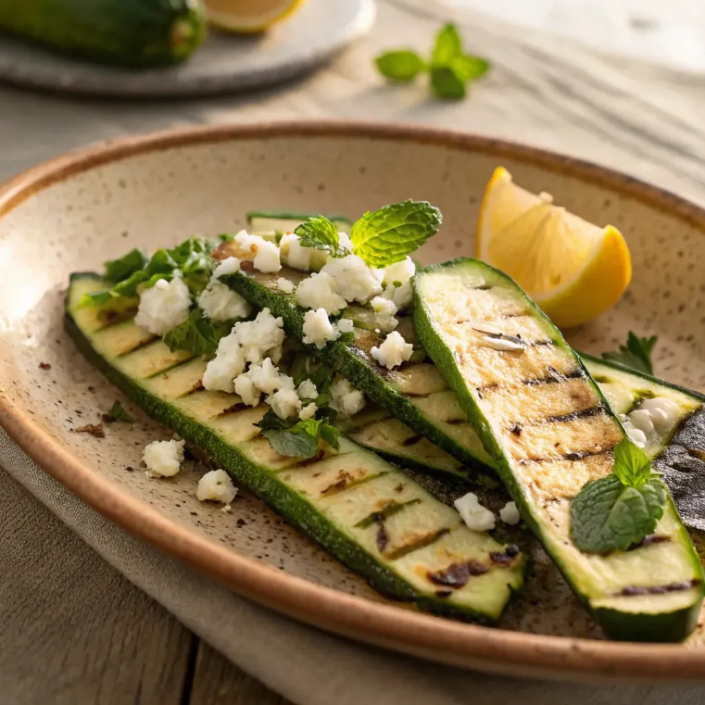 Grilled Zucchini with Feta – Smoky, Fresh & Mediterranean-Inspired Side 8 Grilled zucchini with feta cheese, herbs