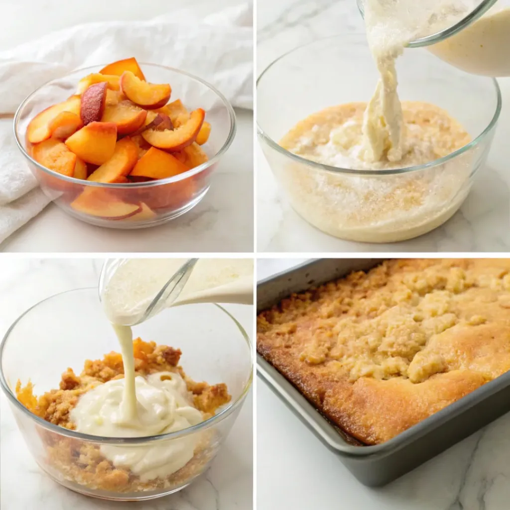how to make sour cream peach cake step by step
