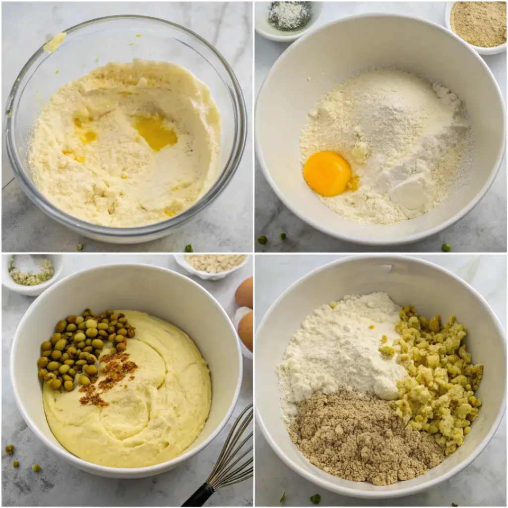 Lemon Pistachio Loaf - Moist Zesty Nut Bakery Bread 7 Step-by-step collage showing lemon loaf batter, chopped pistachios, baking, glazing, and slicing the loaf.