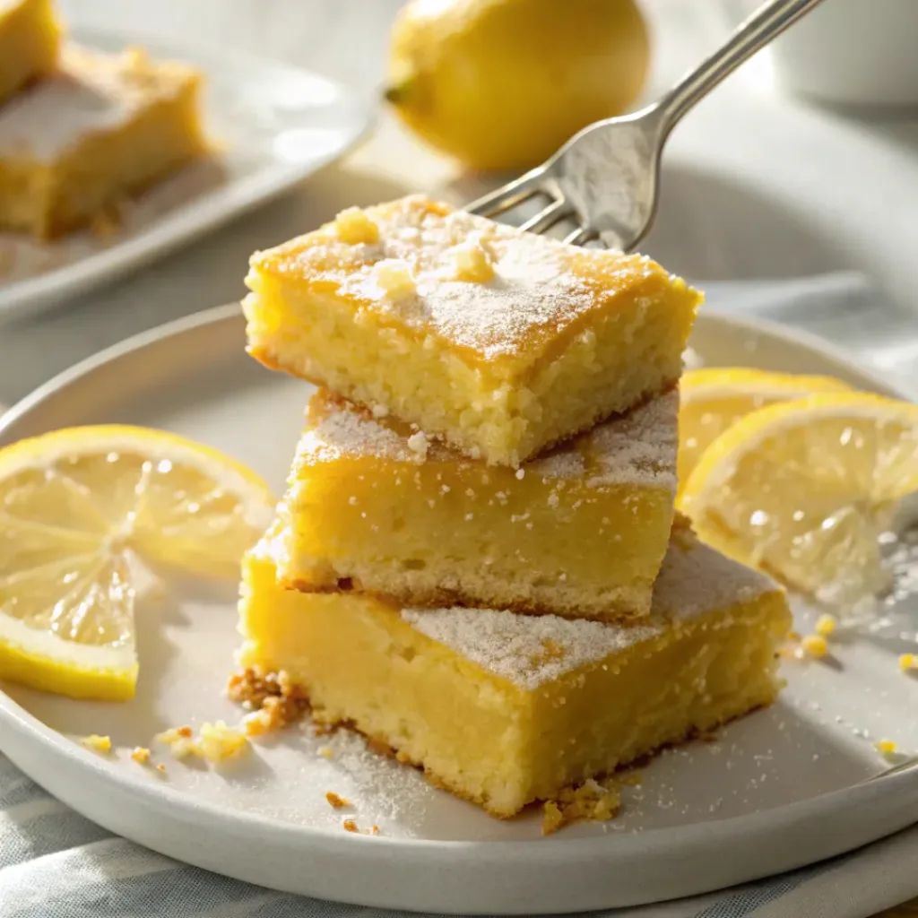 Lemon Brownies – Fudgy, Zesty & Sweet Citrus Bars 8 Fudgy lemon brownies with glossy glaze and powdered sugar