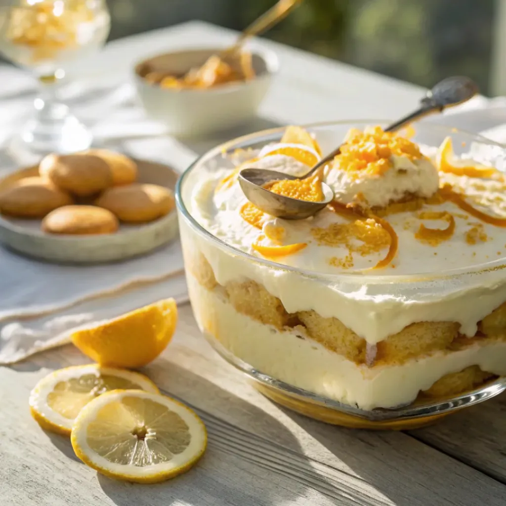 Lemon Tiramisu – Creamy, Citrusy & No-Bake Elegant Dessert 8 Creamy lemon tiramisu with ladyfingers, mascarpone, and lemon curd layers