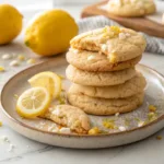 Soft lemon white chocolate cookies with melted chocolate chunks and zest