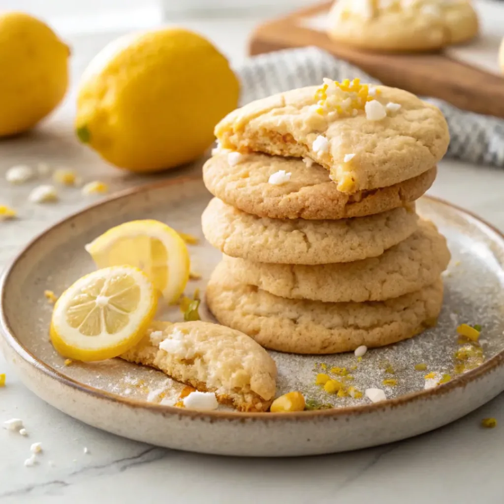 Home 8 Soft lemon white chocolate cookies with melted chocolate chunks and zest