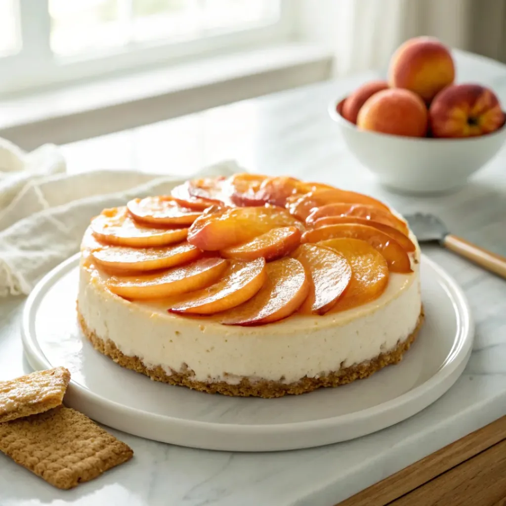no bake peach cheesecake recipe with fresh peaches