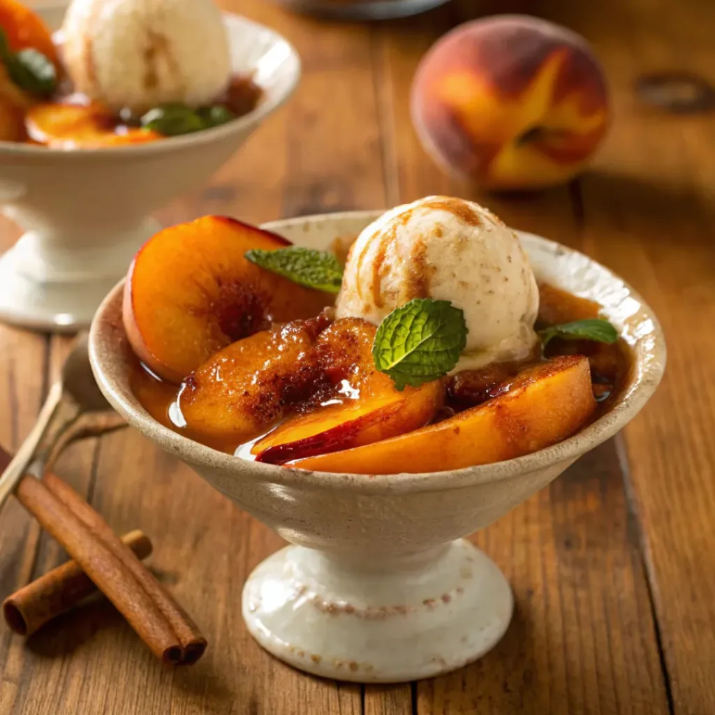 Peaches Foster – Warm, Buttery & Irresistible Peach Dessert