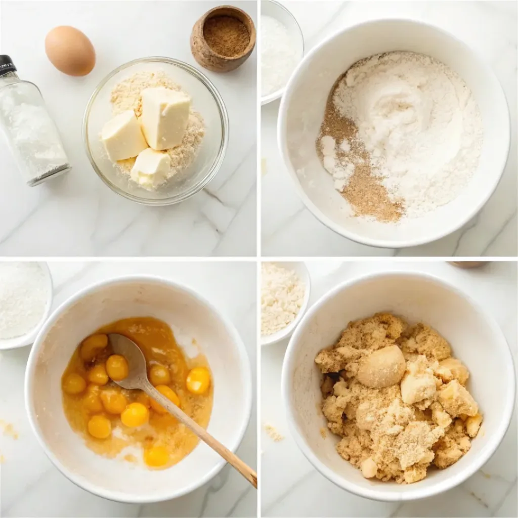 Step by step how to make peach cobbler cookies collage