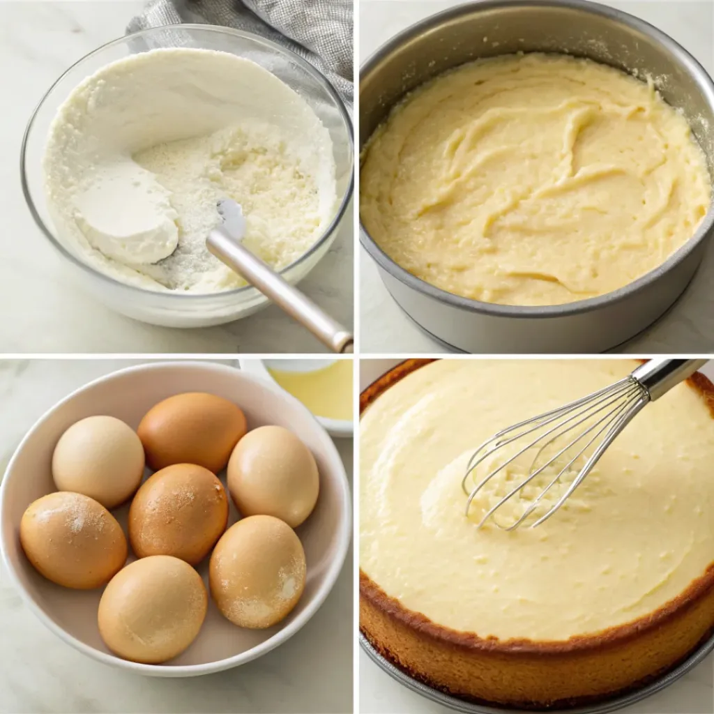 Boston Cream Pie - Classic Layered Custard Chocolate Cake 7 Step-by-step collage showing baking vanilla cake, making pastry cream, layering cake, adding ganache, and slicing Boston cream pie.