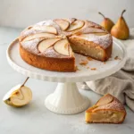 Moist cinnamon pear cake with tender pear slices, warm spices, and a soft golden crumb.