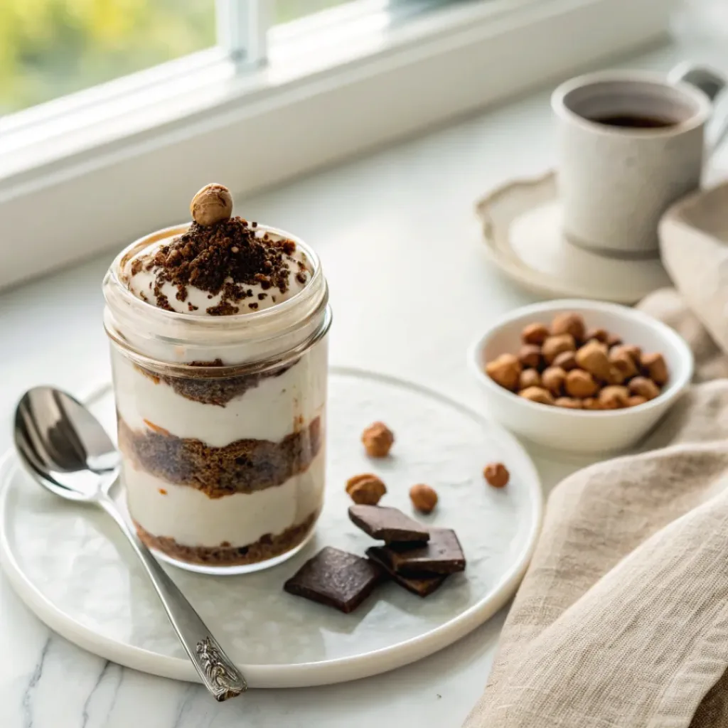 No-Bake Nutella Cheesecake Jars - Easy Decadent Individual Treats 8 No-bake Nutella cheesecake jars served with espresso and chocolate hazelnuts.