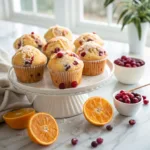 Homemade cranberry orange muffins with juicy cranberries, fresh orange zest, and a golden bakery-style top.