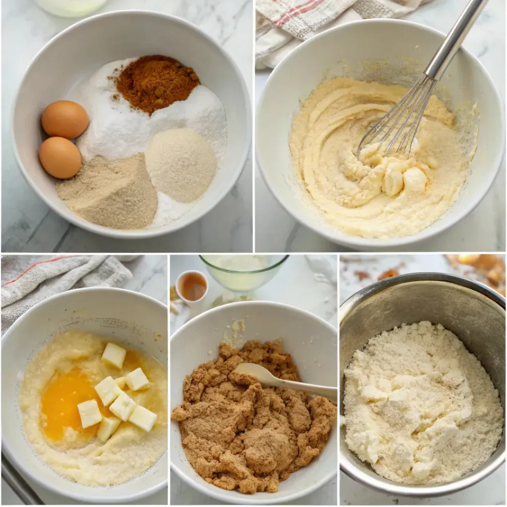 Snickerdoodle Cake - Moist Cinnamon Swirl Bakery Layer Cake 7 Step-by-step collage showing snickerdoodle cake batter, cinnamon sugar topping, baking, frosting, and slicing.