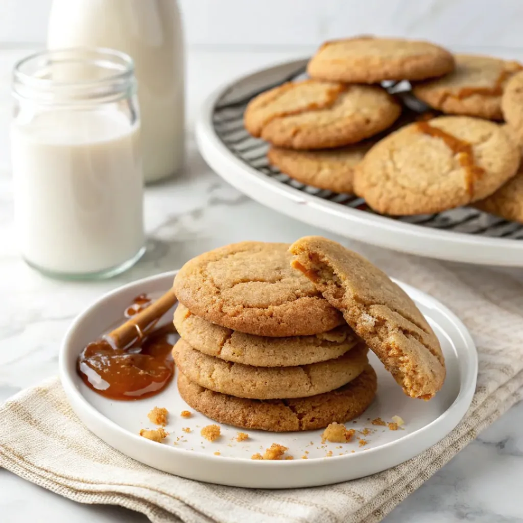 Soft maple brown sugar cookies with crisp edges, chewy centers, and a light maple glaze.