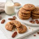 Homemade maple pecan snickerdoodles with soft cinnamon-sugar coating, toasted pecans, and a tender chewy center.